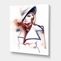 Designart Fashion Portrait of Woman With Ht Canvas Wall Art