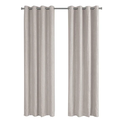 Monarch Specialties Rideau, Ensemble 2pcs, 54"w X 95"l, Obscurcissement De La Pièce, Passe-fil, Salon, Chambre À Coucher, Cuisine, Micro Suède, Polyester, Beige, Contemporain, Moderne