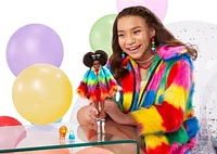 Barbie Extra Doll in Furry Rainbow Coat with Pet Poodle