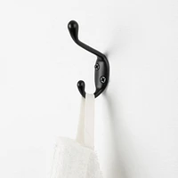 Era Double Hook 2-Pack Black, 3.25 x 0.75 x 2.25 in.