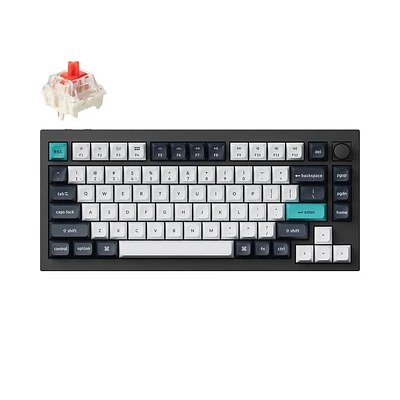 Keychron Q1 Max Hotswap Wireless Mechanical Keyboard - RGB - Aluminum Frame - Carbon Black - with Knob - Gateron Jupiter Red - 75% Layout - Windows Mac OS (Q1M-M1)