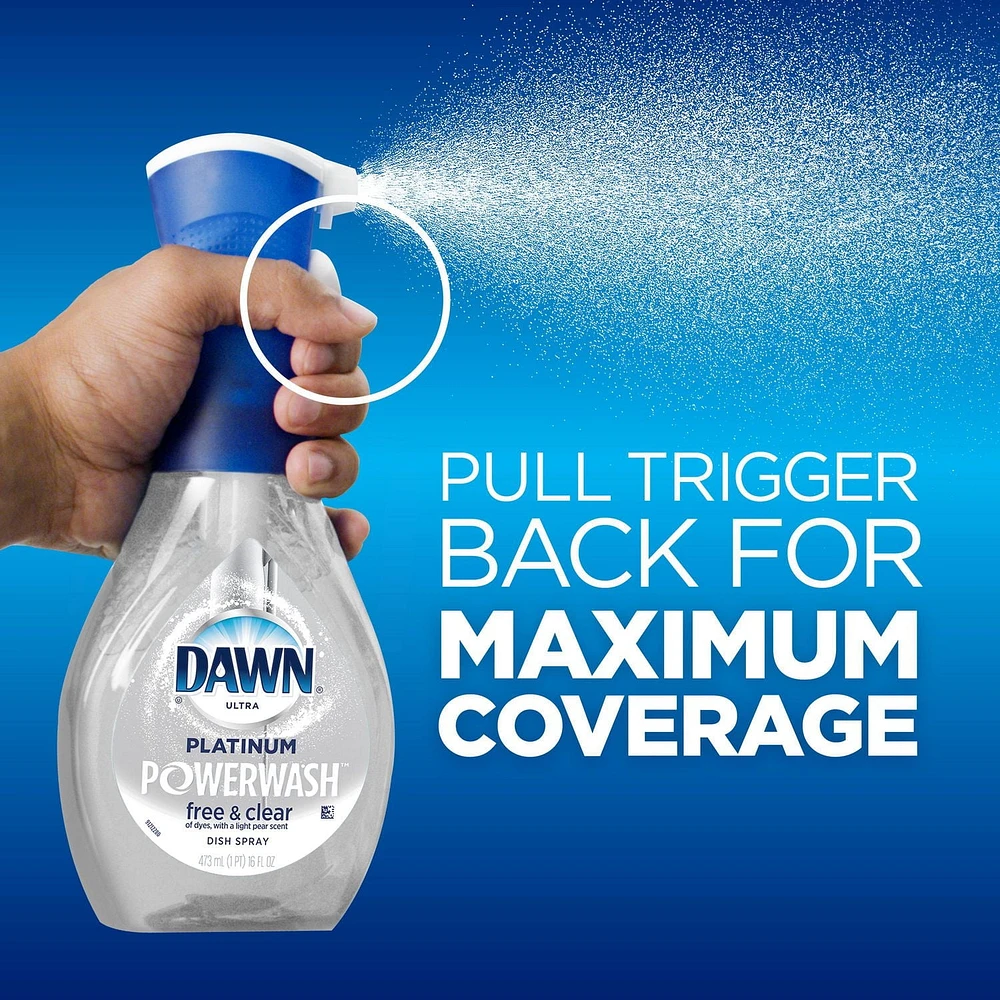 Dawn Free & Clear Powerwash Dish Spray Refill, Dish Soap, Pear Scent, 473ml
