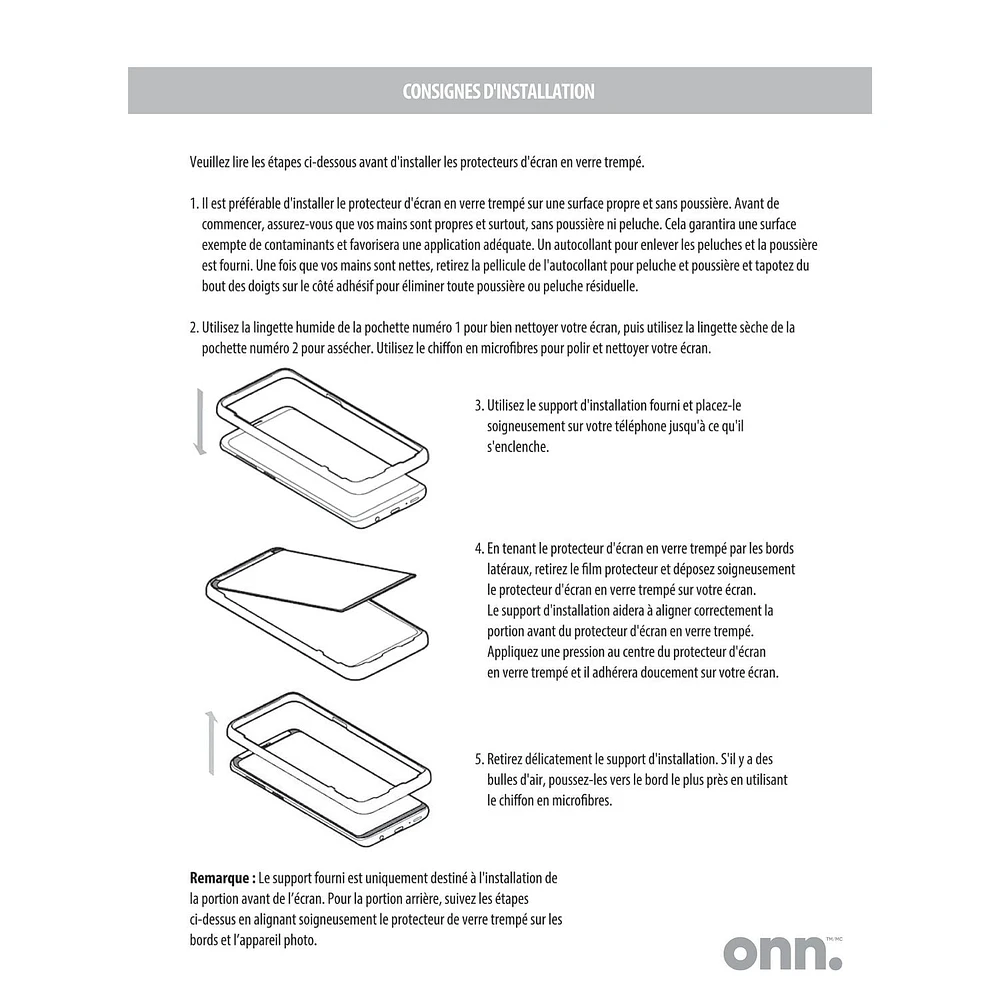 onn. Protecteur d'écran en verre simple pour Samsung Galaxy A13 avec support