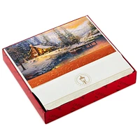 Connections from Hallmark Boxed Christmas Cards (Thomas Kinkade Log Cabin in the Woods), 24 ct.
