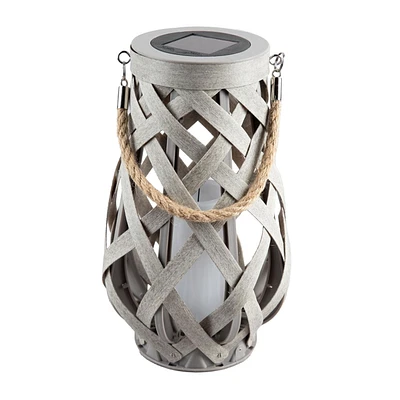 Grey Solar Lantern with Jute Handle