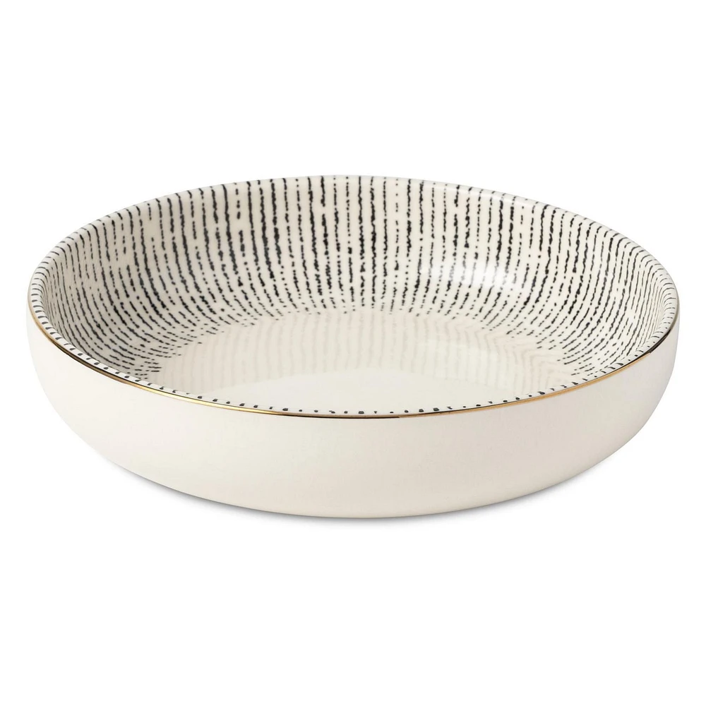 Thyme & Table Stoneware Round Low Bowl, Riley Collection, Dinnerware
