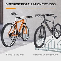 HOMCOM 5-Bike Bicycle Floor Parking Rack Cycling Storage Stand Silver