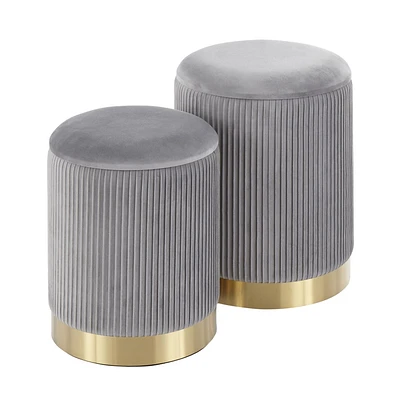 Ensemble de poufs gigognes Marla Nesting Pleated Ottoman Set de LumiSource
