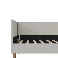 DHP Alicent Twin Upholstered Daybed with Gold Metal Legs, Gray Linen