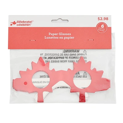 Verres en papier feuille d'érable du Canada 6 CT, articles de fête