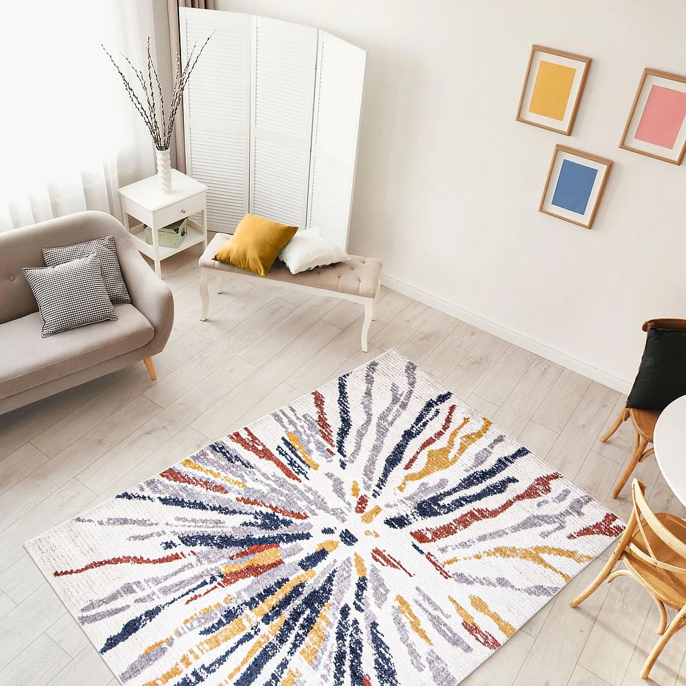 ECARPET Modern Indoor Area Rug, Super Soft & Plush Sunburst Collection