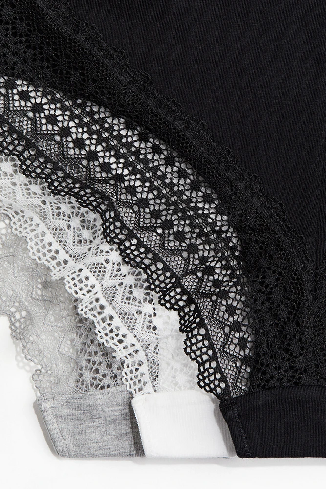 3-pack Cotton and Lace Hipster Briefs