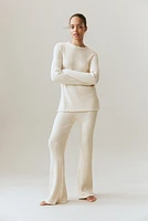Flared Rib-Knit Pants