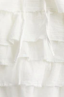 Raw-edge Dress with Tiered Skirt