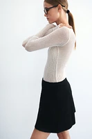Rib-Knit A-Line Mini Skirt