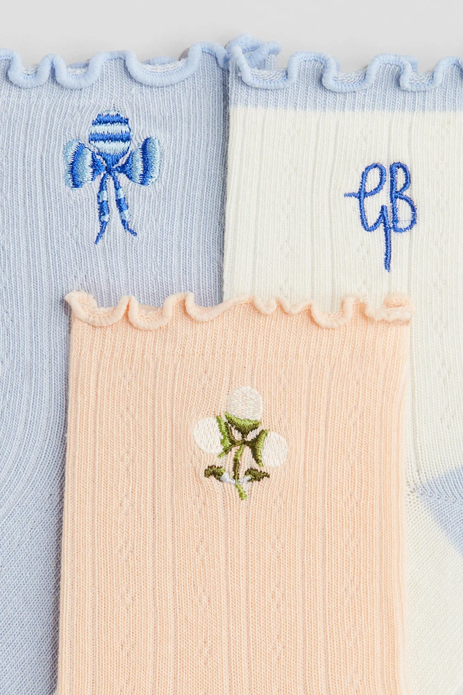 5-Pack Overlocked-Edge Pointelle Socks