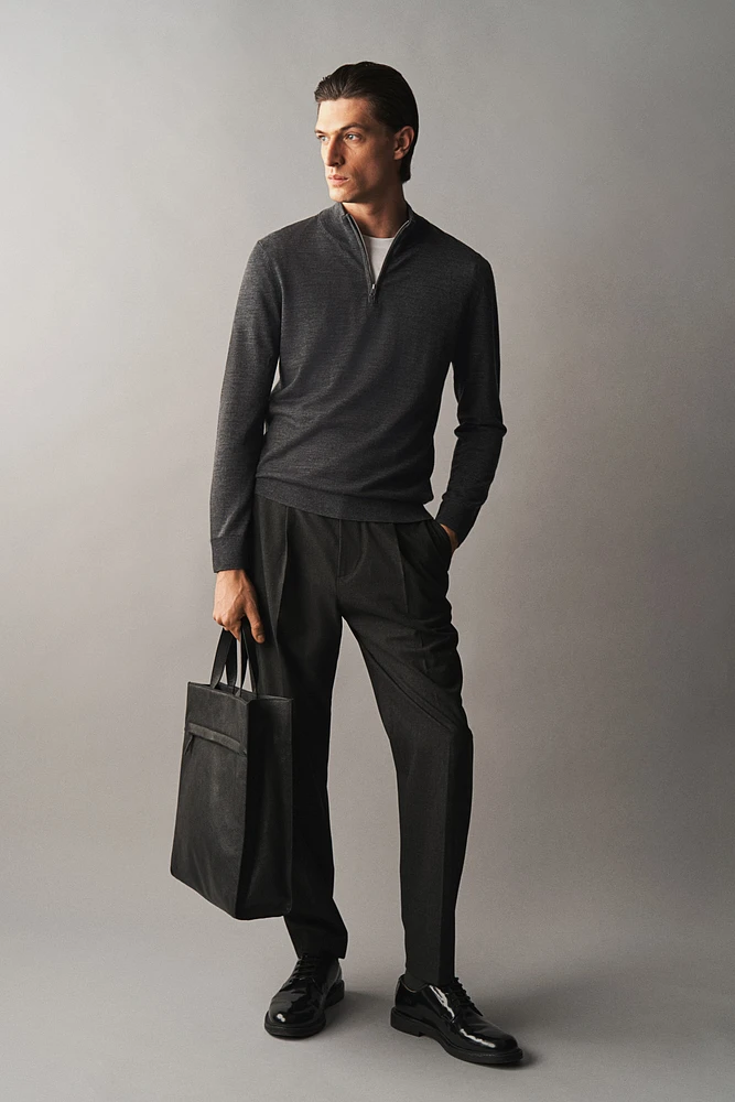 Slim Fit Half-Zip Merino Wool Sweater