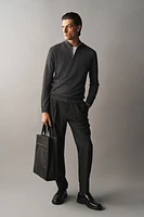Slim Fit Half-Zip Merino Wool Sweater