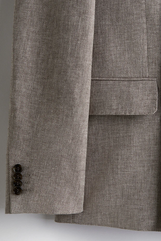 Relaxed-Fit Double-Breasted Linen-Blend Jacket