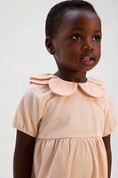 Petal-Collar Cotton Romper Suit