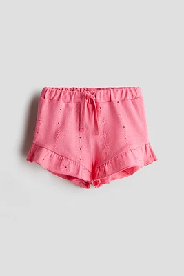 Jersey Shorts with Eyelet Embroidery