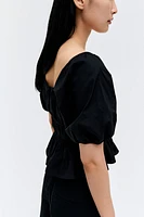 Puff-Sleeved Poplin Blouse
