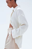Linen-Blend Drawstring Shorts