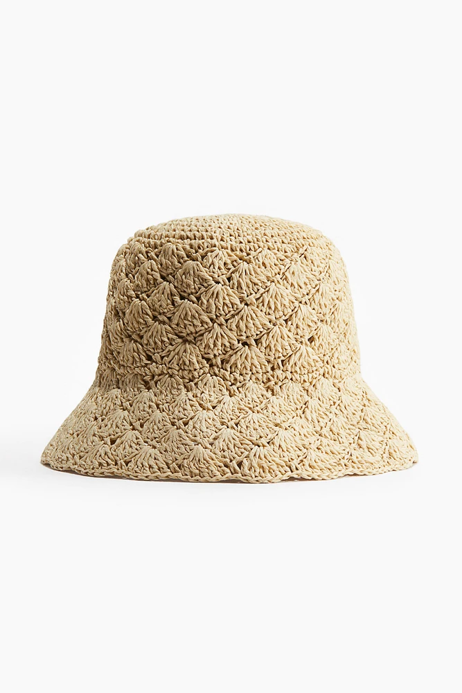 Crocheted Straw Bucket Hat