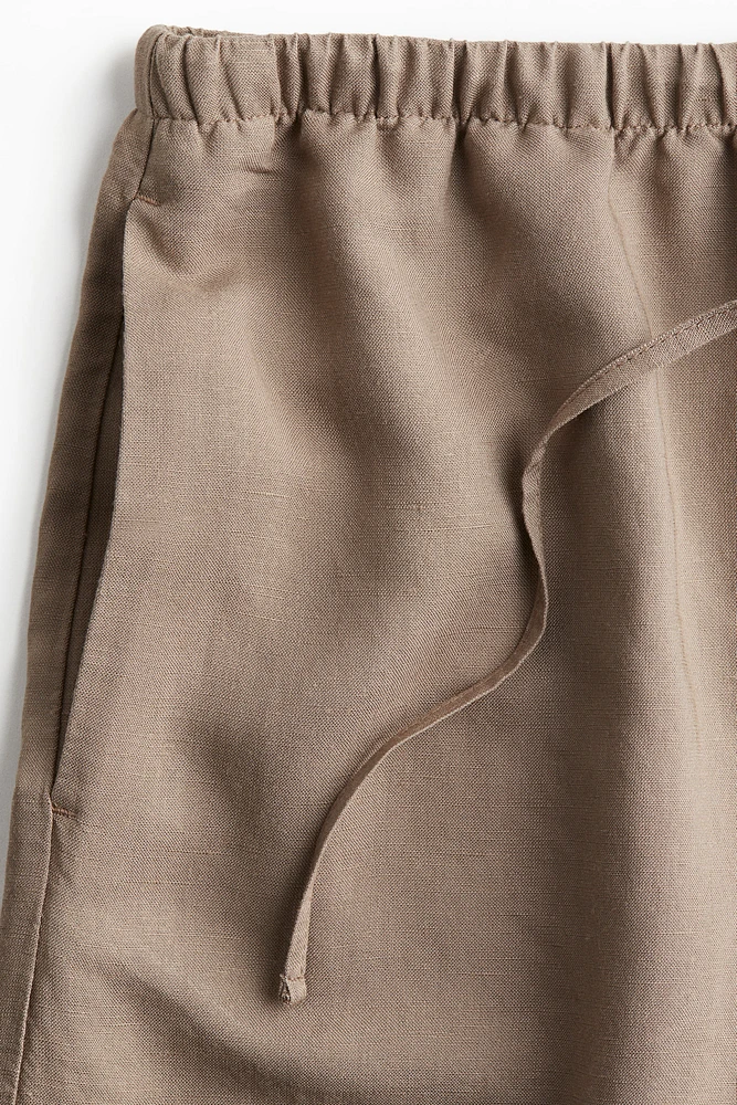 Linen-Blend Drawstring Shorts