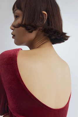 MAMA Velour Dress with Low-Cut Back