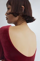 MAMA Velour Dress with Low-Cut Back