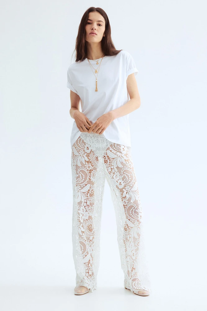 Wide-Leg Lace Pants