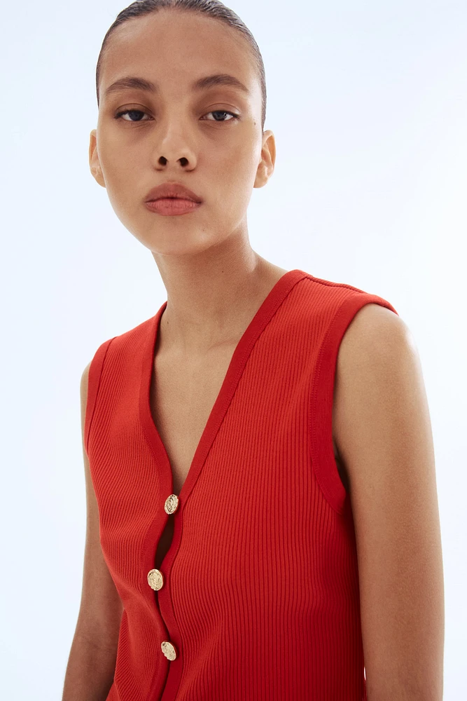 Button-Front Sweater Vest