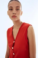 Button-Front Sweater Vest