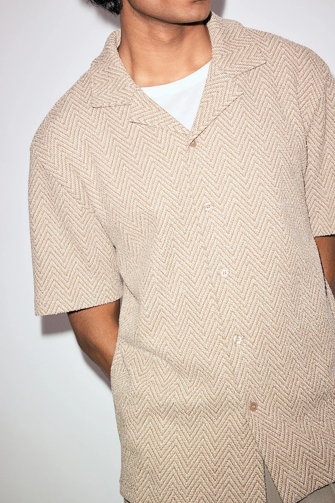 Regular Fit Herringbone-Weave Resort Shirt