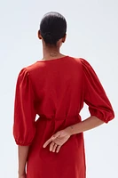 Linen-blend dress