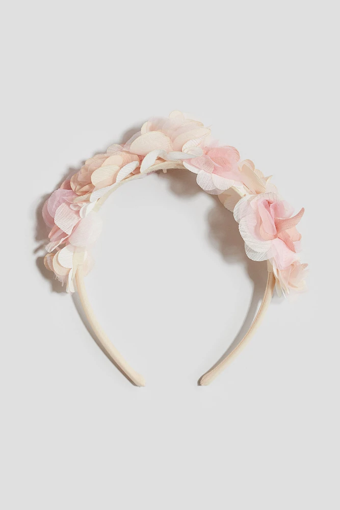 Satin Hairband with Flowers