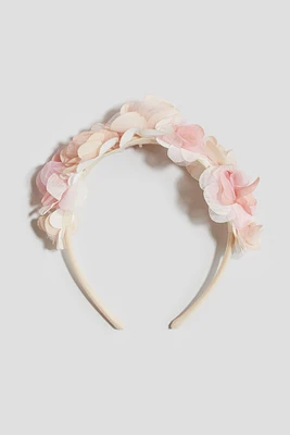 Satin Hairband with Flowers
