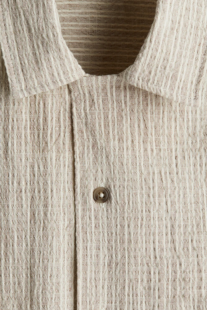 Chemise classique en lin mélangé à col cubain