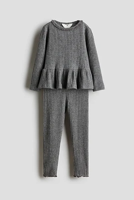 Ensemble 2 pièces en tricot côtelé
