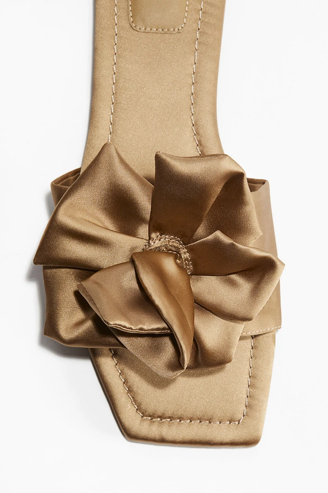 Appliquéd Satin Sandals