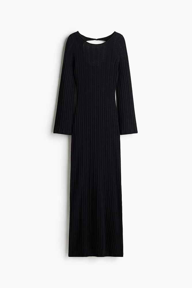 Open-Back Pointelle-Knit Dress