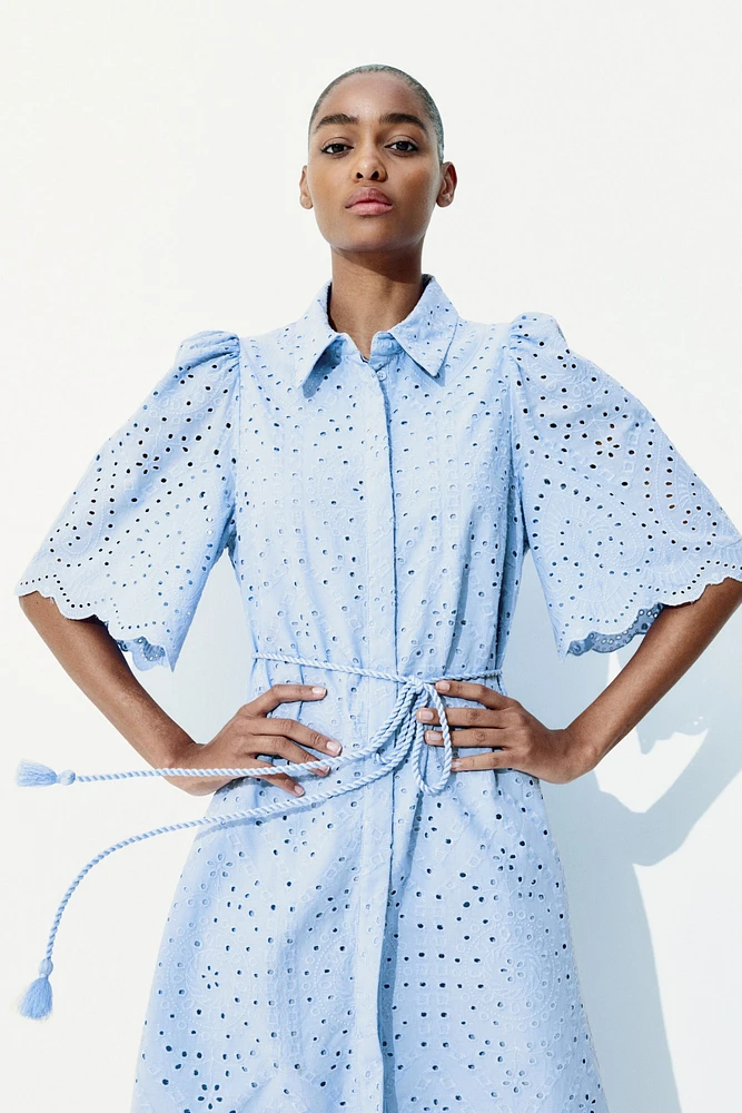 Eyelet Embroidered Shirt Dress
