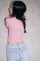 Lace-Trimmed Ribbed T-Shirt