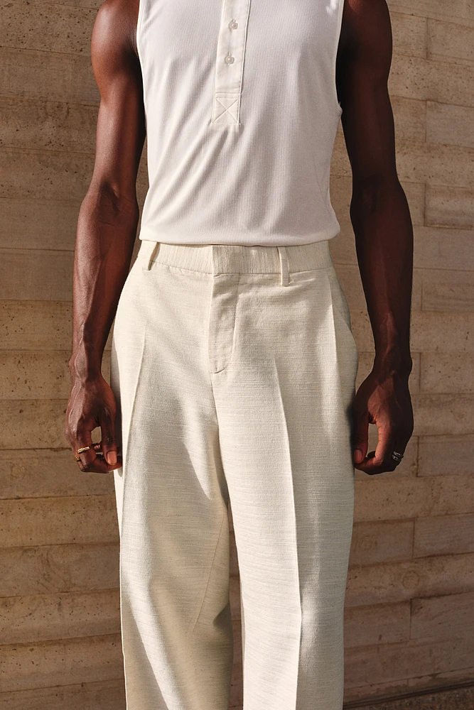 Loose-Fit Linen-Blend Suit Pants
