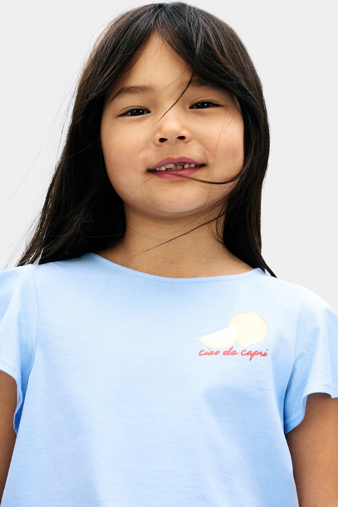 Flutter-Sleeved Cotton Top