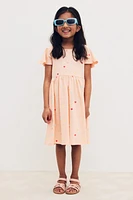 Flutter-Sleeved Cotton Dress