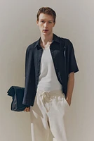 Loose-Fit Short-Sleeved Linen-Blend Shirt