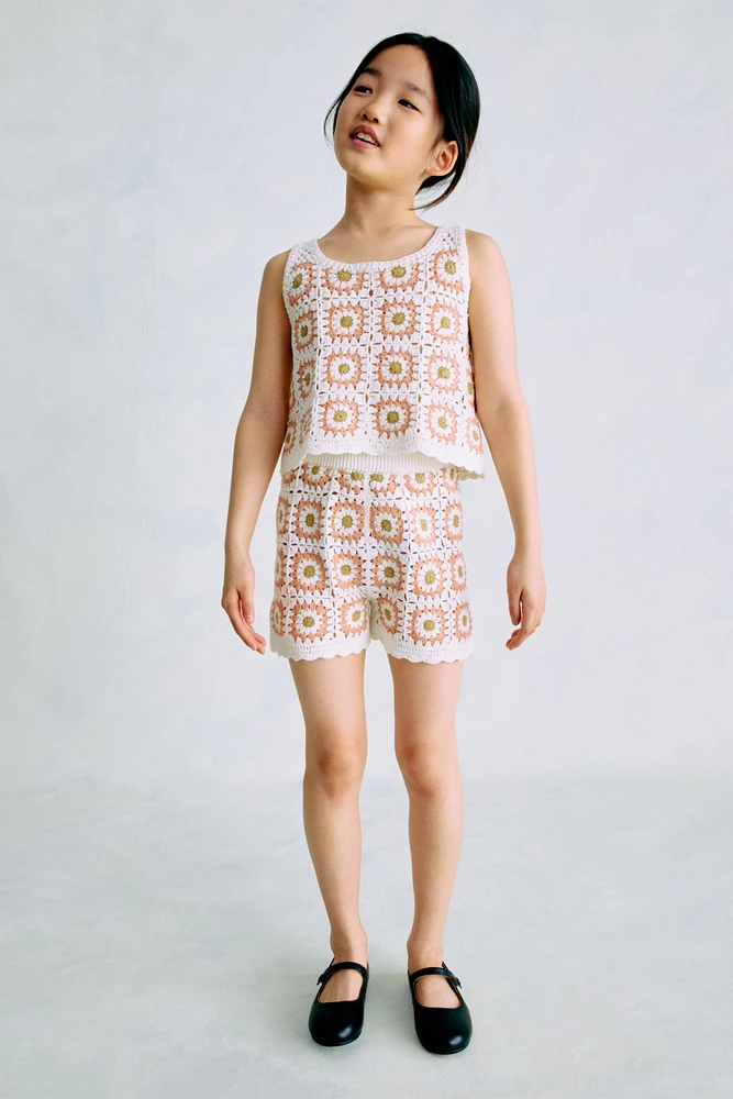 Crocheted Cotton Shorts