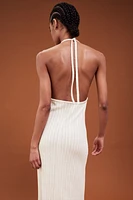 Embellished pointelle-knit dress